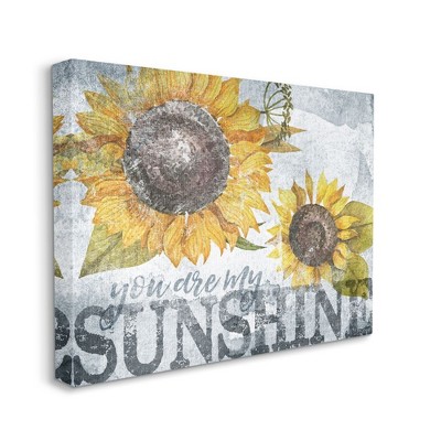 Stupell Industries You Are My Sunshine Quote Distressed Sunflower Design Gallery Wrapped Canvas Wall Art, 24 x 30