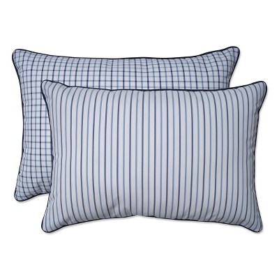 2pc Outdoor/Indoor Oversized Rectangular Throw Pillow Set Austin Lapis/Nash Lapis Blue - Pillow Perfect