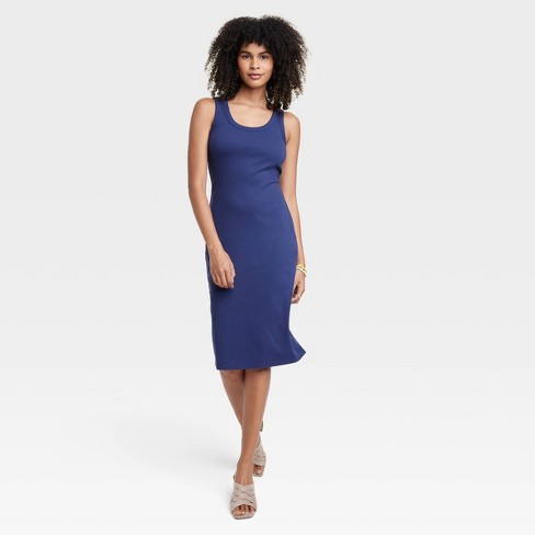 Women's Ribbed T-shirt Dress - Universal Thread™ Blue Xs : Target