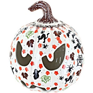 Blue Rose Polish Pottery A270 Andy Firey Pumpkin Luminary - 1 of 3