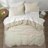 Peace Nest Jacquard Cotton Linen Blend Duvet Cover Set, 3 Piece Bedding Set with Pillow Shams, Leaf, Full/Queen - 2 of 4
