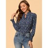 INSPIRE CHIC Women's Chiffon Tie Neck Long Sleeve Floral Blouse - 2 of 4