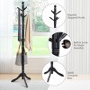 Tangkula Free Standing Coat Rack Solid Wood Hall Tree w/9 Hooks & 2 Adjustable Height Grey/Black/Brown - 3 of 4