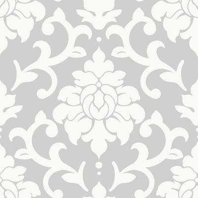 RoomMates Damask Peel & Stick Wallpaper Gray