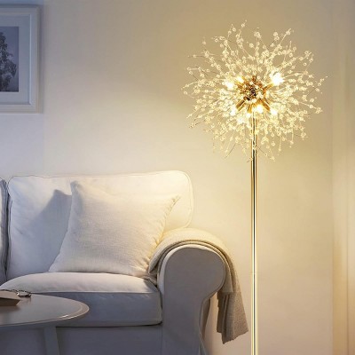 69"H Standing Lamp For Living Room,Elegant Crystal Floor Lamp,Floor Lamp With 32 Firework Crystal Harnesses For Bedroom -The Pop Home