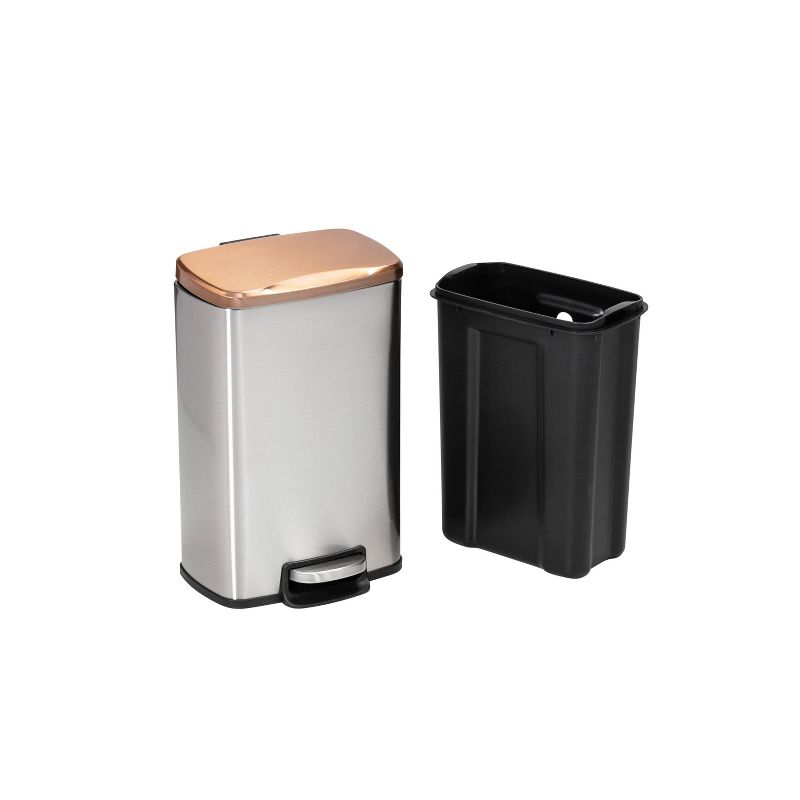 Honey-Can-Do Set of Stainless Steel Step Trash Cans Rose Gold, 3 of 12