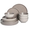 Gibson Elite Eden Rock 12-Piece (Service for 4) Plates and Bowls reactive Glaze Round Dishes Stoneware Ceramic Dinnerware Set - Matte Brown - 4 of 4