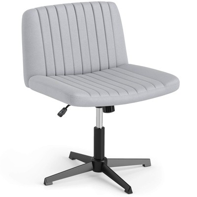 Costway Criss Cross Chair No Wheels with Soft-Padded Wide Seat Adjustable Height Modern Beige/Gray