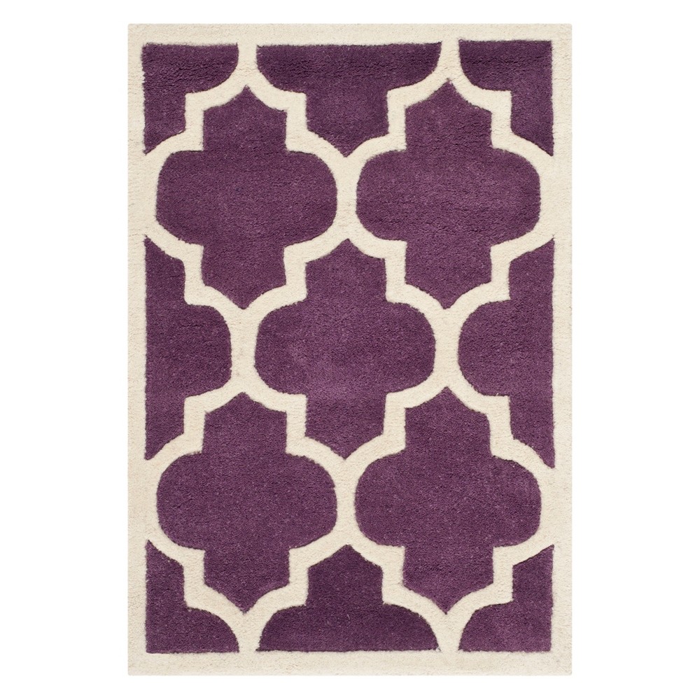 2'x3' Olga Quatrefoil Design Tufted Accent Rug Purple/Ivory - Safavieh