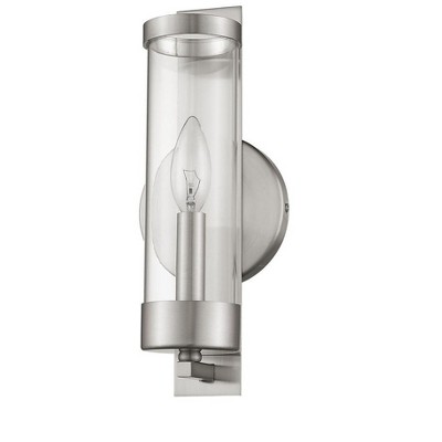 Sleek Brushed Nickel Dimmable Wall Sconce with Clear Glass