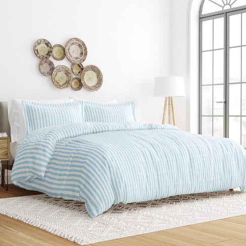 Stripe Pattern Premium Ultra Soft Duvet Cover Set, Easy Care - Becky  Cameron (Shams Included), Puffed Rugged Stripes/Light Blue, King/California  King