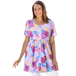 Woman Within Short-Sleeve Empire Waist Tunic - 1 of 4