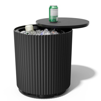 AZL1 Life Concept Ice Buckets Modern Insulated Ice Bucket with Sealed Cover for Outdoor Patio Garden Party, Black, 14.76"*14.76"*16.65"