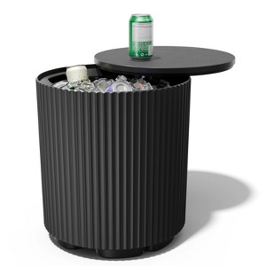 AZL1 Life Concept Ice Buckets Modern Insulated Ice Bucket with Sealed Cover for Outdoor Patio Garden Party, Black, 14.76"*14.76"*16.65" - 1 of 4