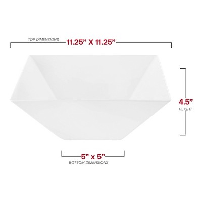 Smarty Had A Party 4 qt. White Square Plastic Serving Bowls - 24 pcs
