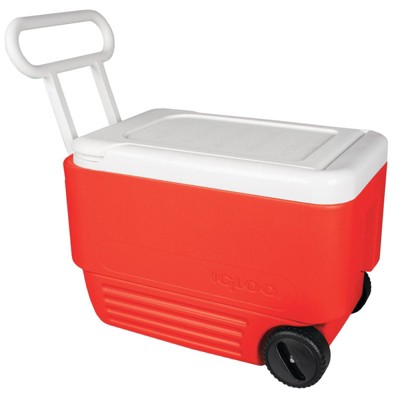 Red igloo cooler with hot sale wheels