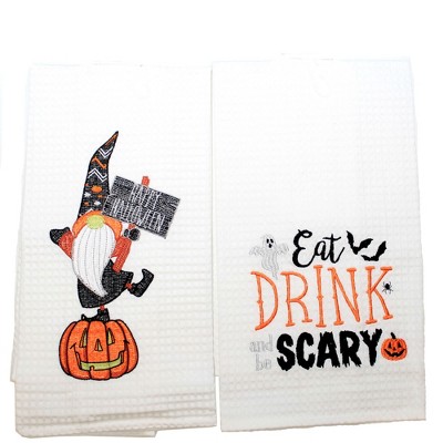 Tabletop 27.0" Halloween Gnome Eat Drink Towel Halloween Scary C & F Enterprises  -  Kitchen Towel