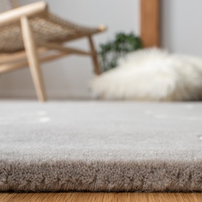 Art Deco Inspired Hand Tufted Wool Square Rug in Gray