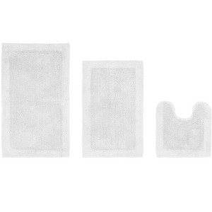 Edge Bath Rug 100% Premium Cotton Ultra-Soft Water Absorbent Tufted Solid Reversible 3 Piece Bathroom Rug Set for Machine Washable Bathmat - 1 of 4