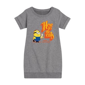 - Despicable Me Minions - Only Here For The Eats Graphic Short Sleeve Fleece Dress - 1 of 4