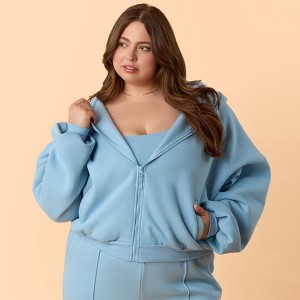 Blogilates Women's Marshmallow Full Zip Hooded Sweatshirt - 1 of 4