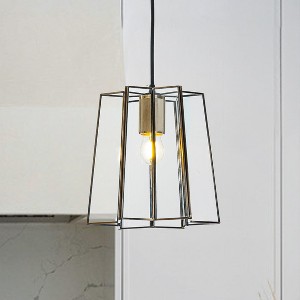 ALOADECOR Transitional Farmhouse Brown Lantern Glass Chandelier 1-Light Industrial Rustic Pendant Lighting Fixture - 1 of 4