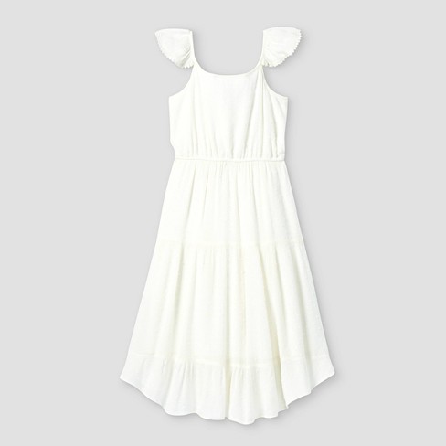 Girls' Ruffle Sleeve A-line Midi Dress - Art Class™ White : Target