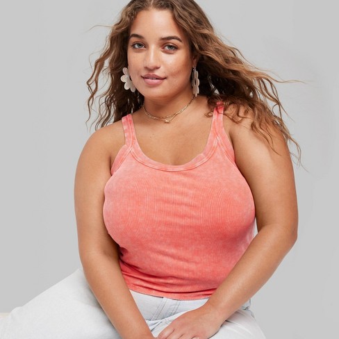 Women's Slim Fit Shrunken Rib Tank Top - Universal Thread™ Pink
