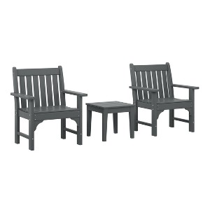 WestinTrends Malibu Outdoor Patio 3-Piece HDPE Adirondack Garden Chairs with Square Adirondack Side Table Set - 1 of 4