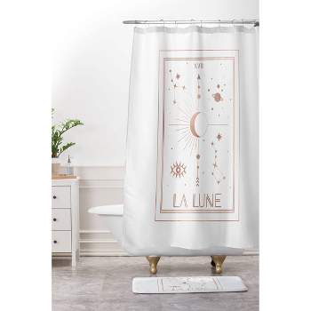 Emanuela Carratoni La Lune or The Moon Shower Curtain White - Deny Designs