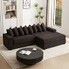 Oversized Corduroy Sofa Couch L-Shaped Sofa with Chaise, Armrest Storage, 8 Pillows & Mobile Ottoman - ModernLuxe - 2 of 4