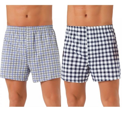 INSPIRE CHIC Men's 2 Pack Classic Plaid Pattern Underwear Boxer Shorts
