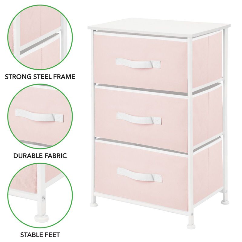 mDesign Storage Dresser Tower Furniture Unit with 3 Drawers, 3 of 8