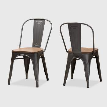 Set of 2 Henri Tolix Finished Steel Stackable Dining Chairs Brown - BaxtonStudio