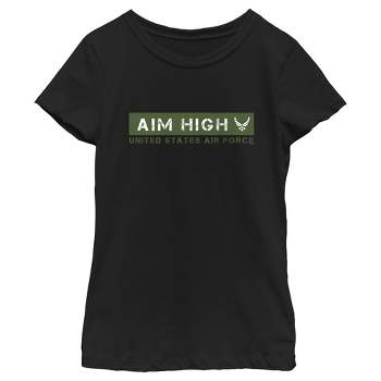 Girl's United States Air Force Aim High Green Logo T-Shirt