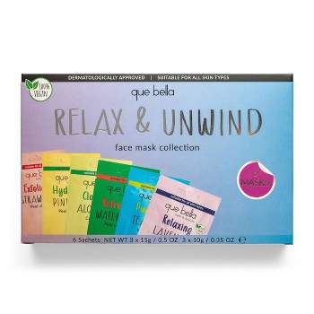 Que Bella Relax & Unwind Face Mask Collection - 6pc