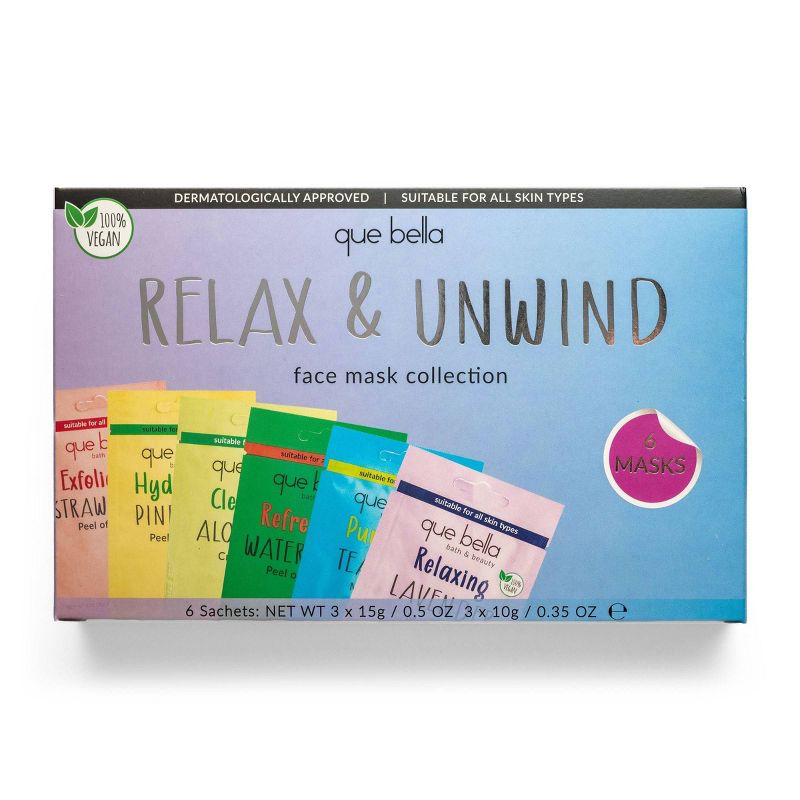Que Bella Relax &#38; Unwind Face Mask Collection - 6pc, 1 of 11