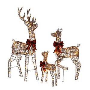 Karl Home 3PCS Rattan Reindeer Family with LED Lights Christmas Decoration - 1 of 4