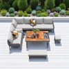 6-Piece Outdoor Modular Patio Furniture Set with Rope Weave Sofas,Table with Ice Box, Thick Cushions, Adjustable Feet - 3 of 4