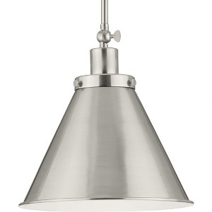 Progress Lighting Hinton 1-Light Pendant Brushed Nickel Steel Industrial Shade - 1 of 4