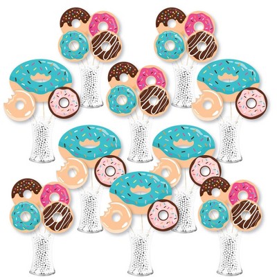 Big Dot of Happiness Donut Worry, Let's Party - Doughnut Party Centerpiece Sticks - Showstopper Table Toppers - 35 Pieces