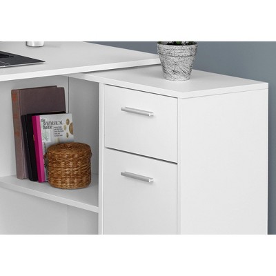 White Corner Wood Computer Desk with Drawer and Filing Cabinet