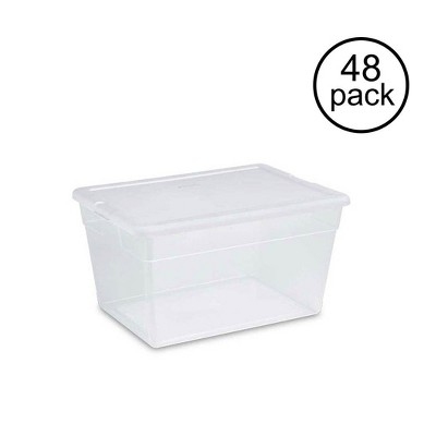 Sterilite 16598008 56 Quart Clear Home Storage Tote Container w/ Lid, 48 Pack