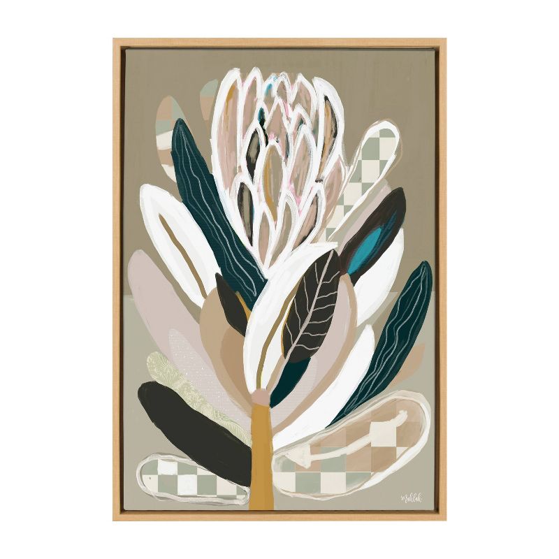 Kate &#38; Laurel All Things Decor 23&#34;x33&#34; Sylvie Sage Protea Framed Canvas Wall Art by Inkheart Designs Natural Modern Neutral Flower, 1 of 7