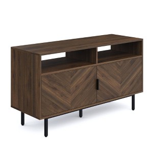 Nathan James Izak Herringbone Media Cabinet Walnut Matte Black: Fir Wood & Metal Storage Console - 1 of 4
