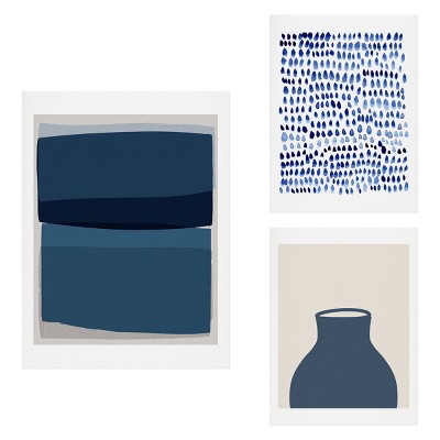 Set of 3 Modern Blue Gallery Decorative Wall Arts - Deny Designs