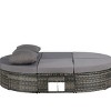 Outdoor Patio Round Daybed, Wicker Chaise with Cushions and Pillows,Sun Bed with Adjustable Backrests and Foldable Cup Trays-Coolbibila - 4 of 4
