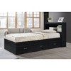Hodedah Import Captain Bed with 3 Storage Drawers and Headboard, Twin, Black - 2 of 4