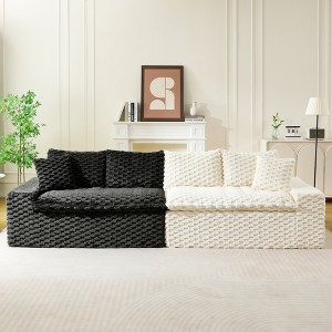 KWPZQEB 120.08" Luxury Turtle Sofa, Color-Block Velvet Sofa with 6 Pillows, Mid Century Modular Floor Sofa for Living Room, Apartment - 1 of 4