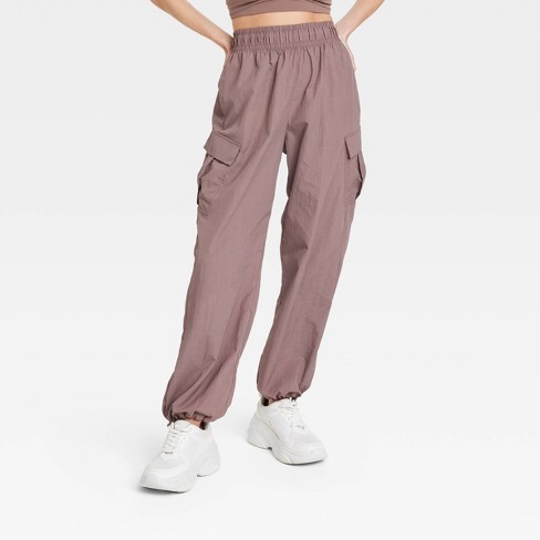 Women's High-rise Cargo Parachute Pants - All In Motion™ Brown Xs : Target